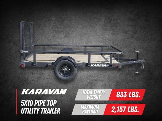 Remolque utilitario modular Karavan de 5 x 10 con Pipe Top Side Kit