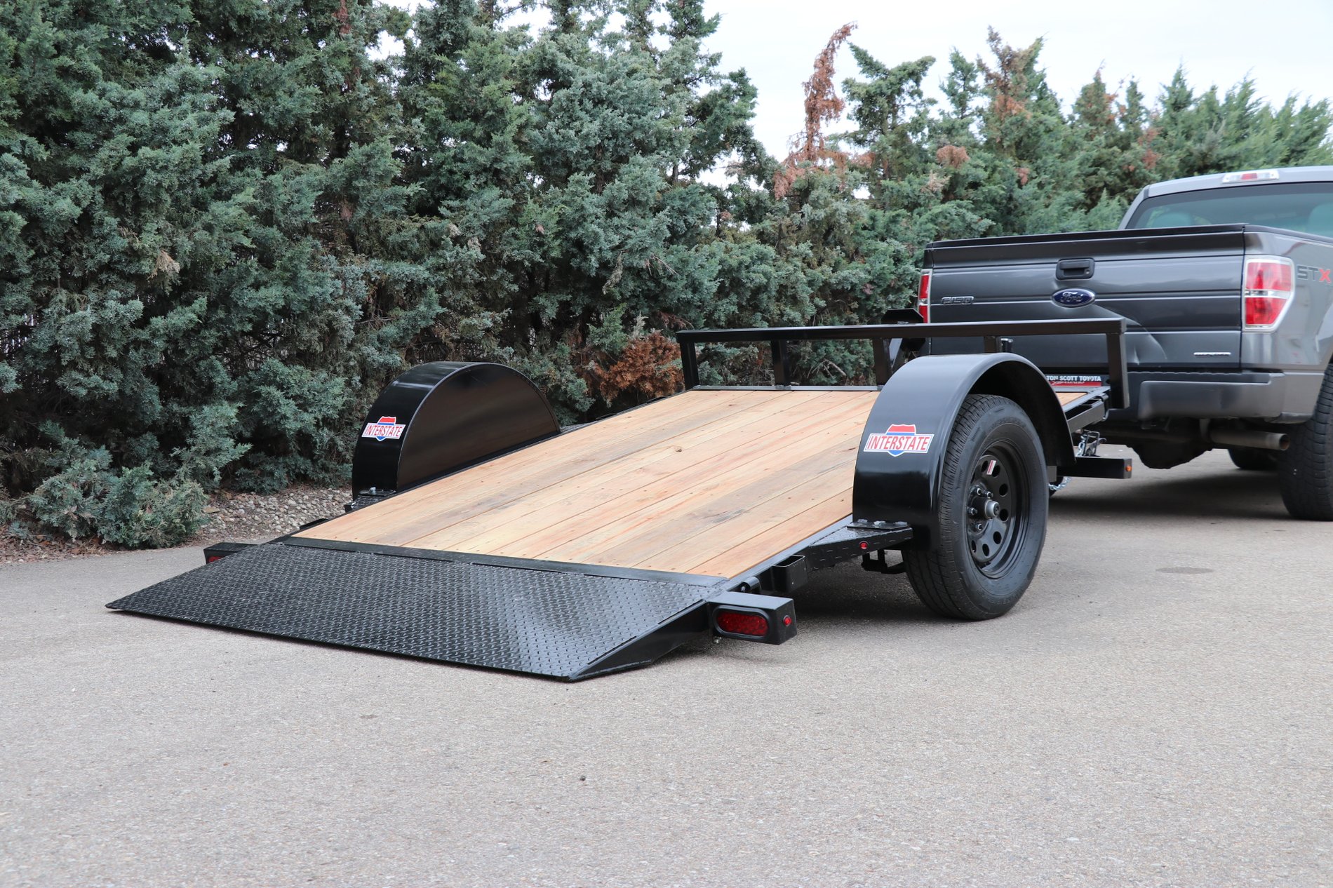 Interstate tilt trailer hooked up to an F-150