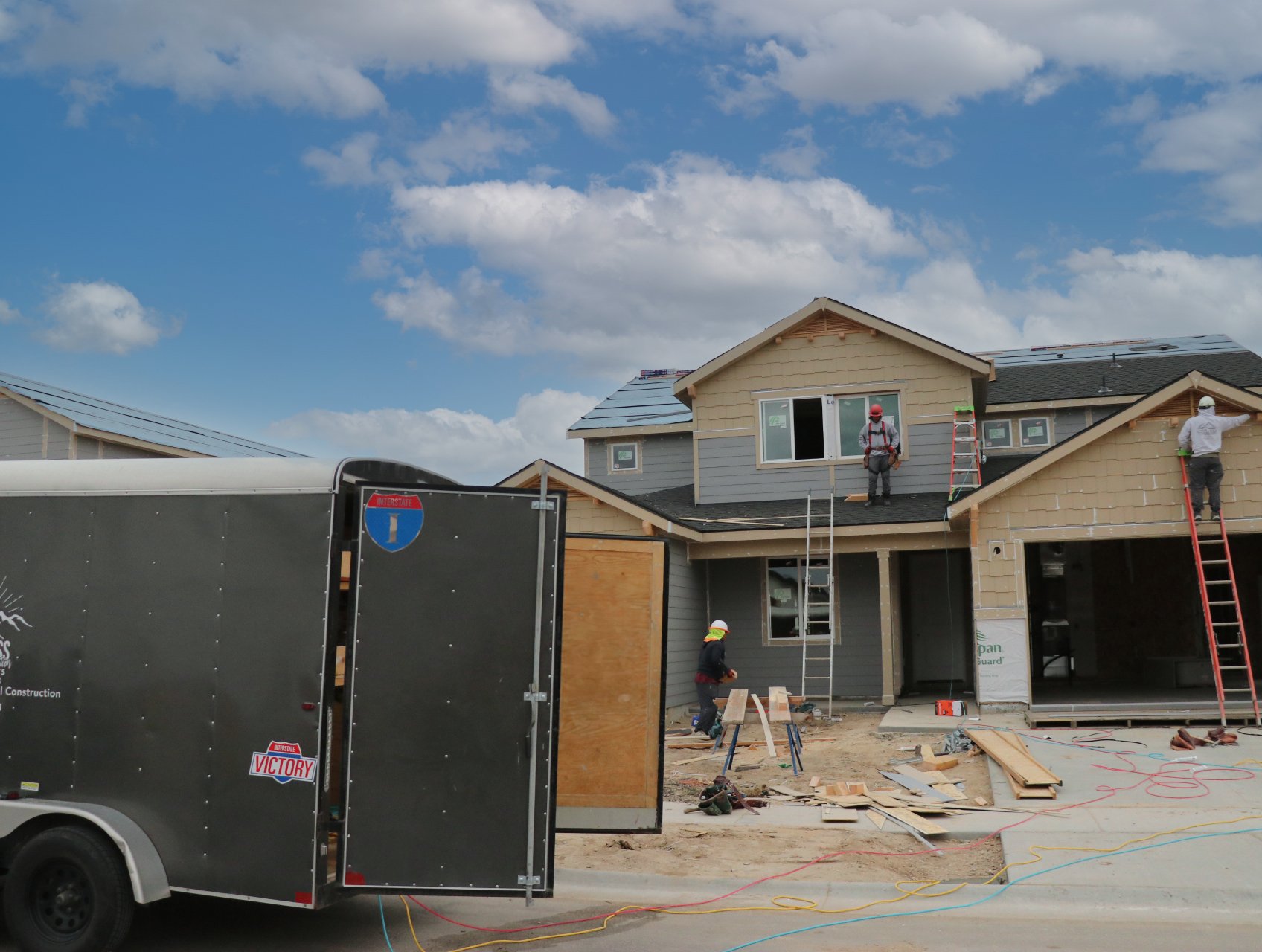 Enclosed trailer at jobsite