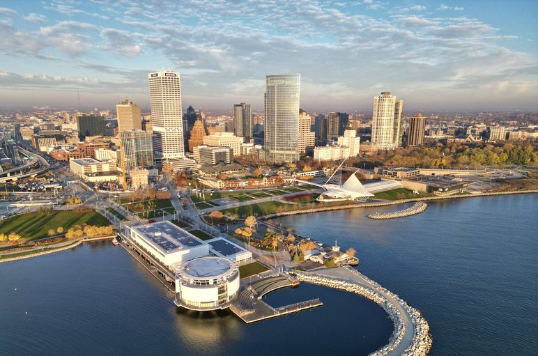 Aerial view of Milwaukee Skyline