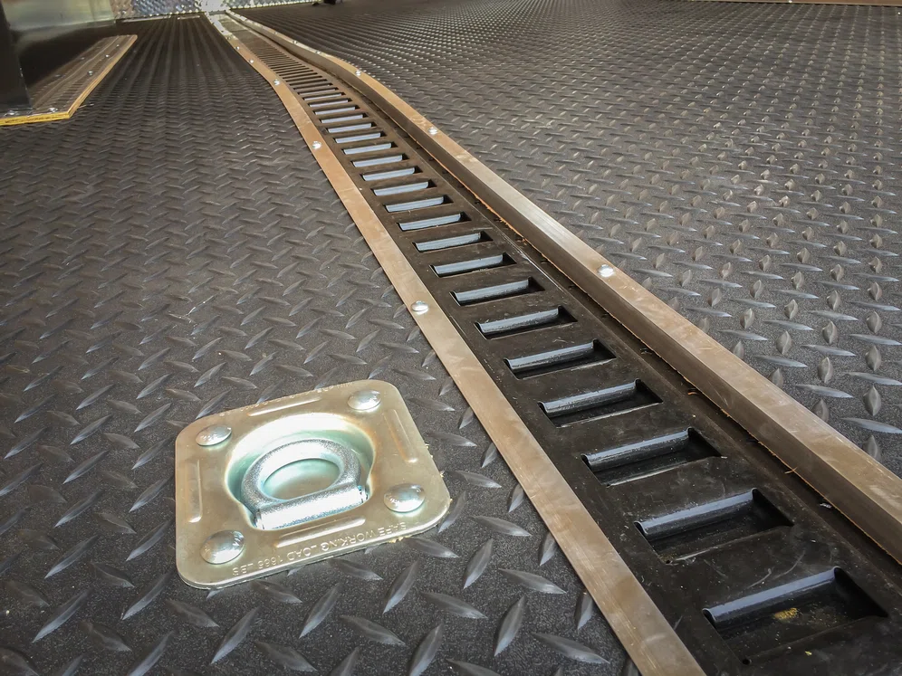 E-Track installed on floor in Interstate enclosed cargo trailer